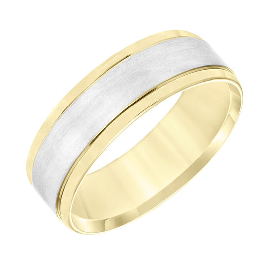 Frederick Goldman Flat Round Edge Carved Wedding Band