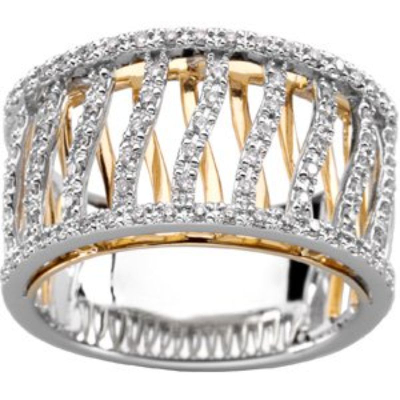 14K White & Yellow 1/3 CTW Natural Diamond Anniversary Band