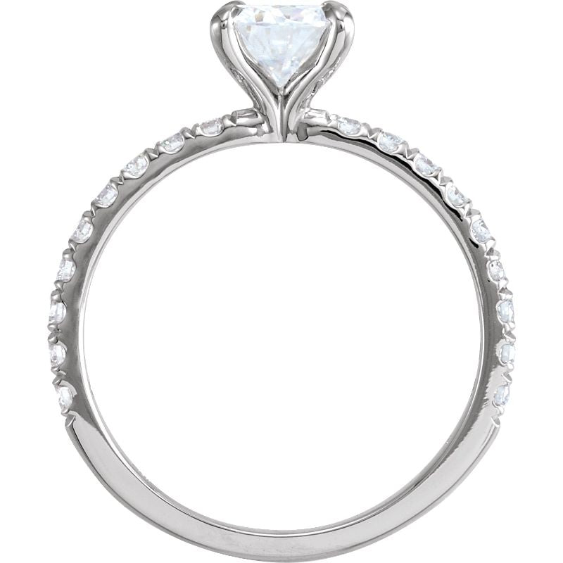 14K White 6.5 mm Round Forever One Moissanite & 1/3 CTW Diamond Engagement Ring