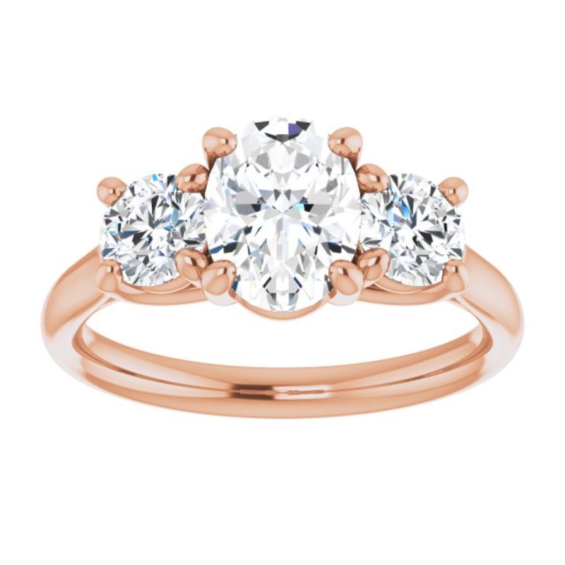 14K Rose 8x6 mm Oval Forever One Moissanite Engagement Ring