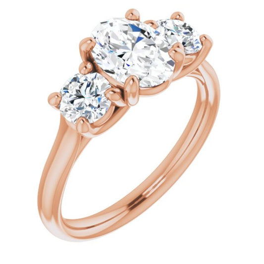 14K Rose 8x6 mm Oval Forever One Moissanite Engagement Ring