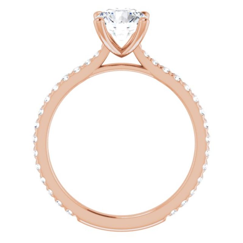 14K Rose  6.5 mm Round Forever One Lab-Grown Colorless Moissanite & 3/8 CTW Natural Diamond Engagement Ring