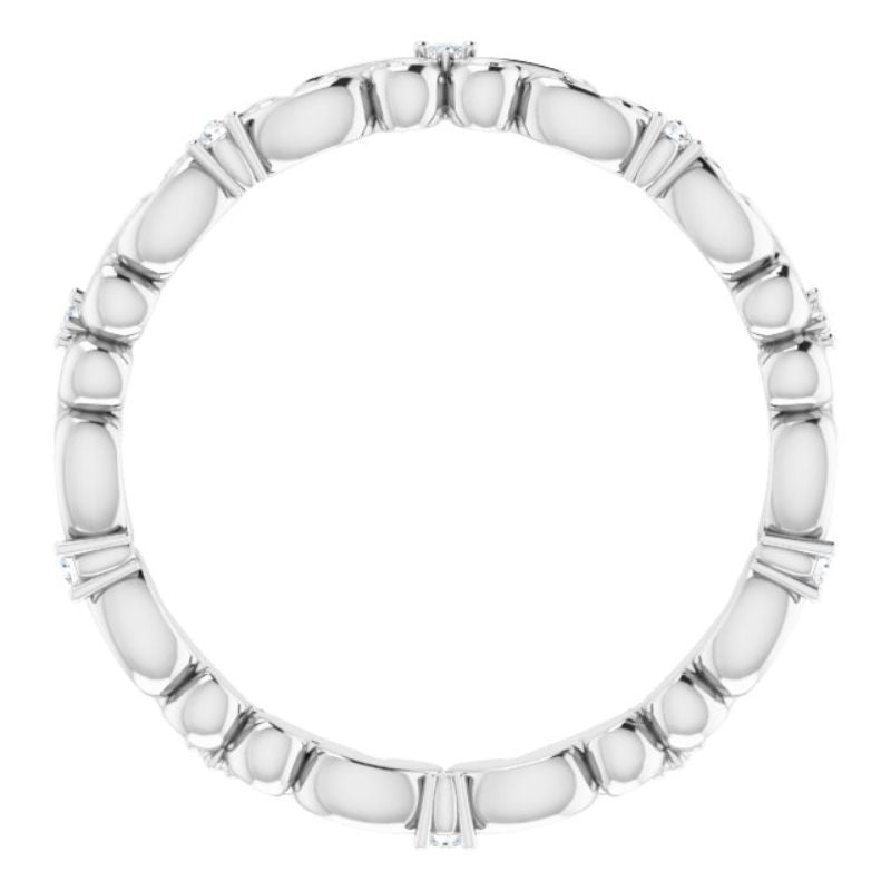 14K White .05 CTW Natural Diamond Eternity Band Size 7.5