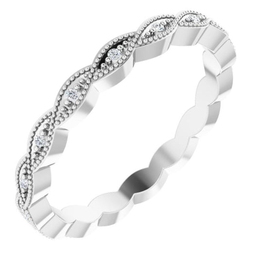 14K White .07 CTW Natural Diamond Eternity Band Size 8