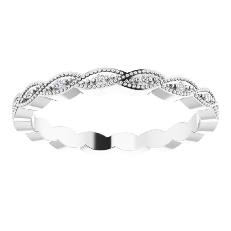 14K White .07 CTW Natural Diamond Eternity Band Size 8