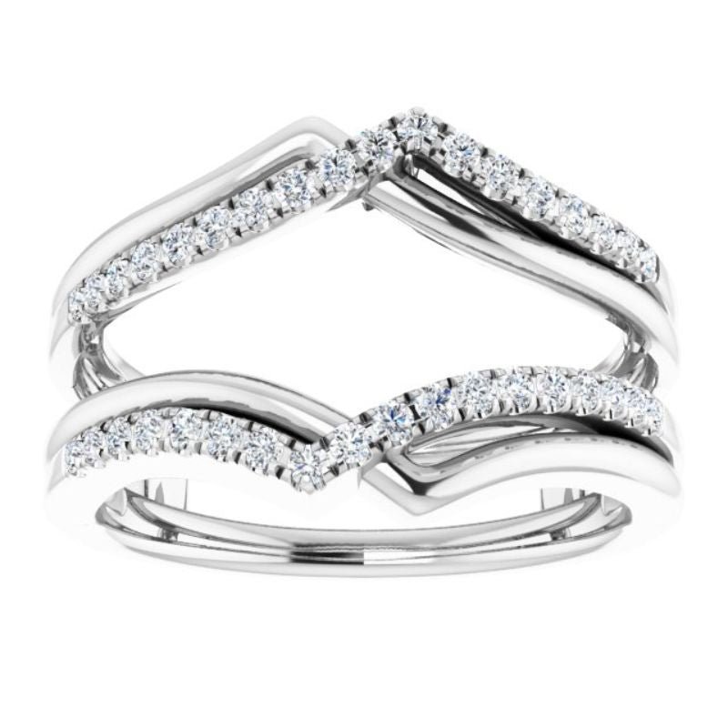 14K White 1/4 CTW Natural Diamond Ring Guard