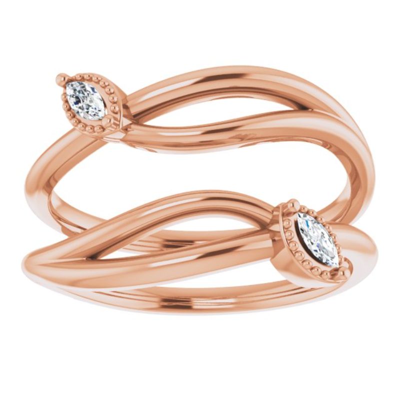 14K Rose 1/10 CTW Natural Diamond Bypass Ring Guard