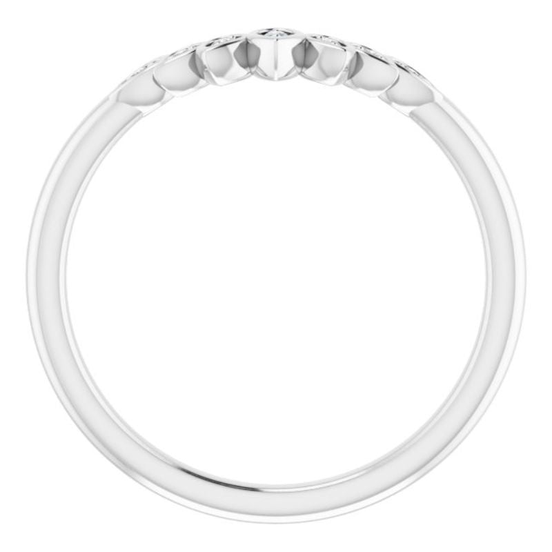 14K White .025 CTW Natural Diamond Floral Contour Band