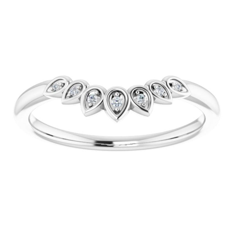 14K White .025 CTW Natural Diamond Floral Contour Band