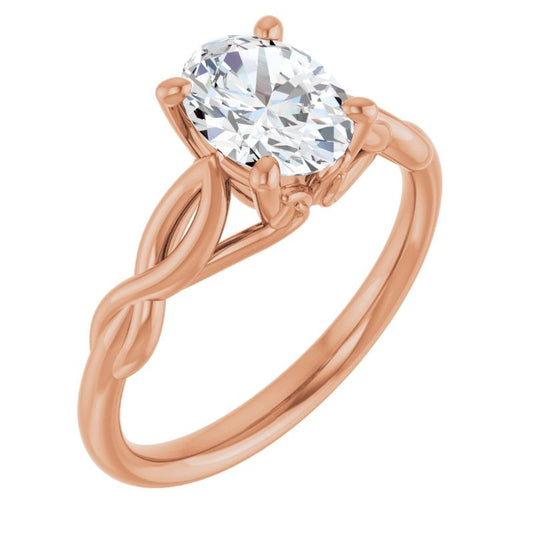 14K Rose 8x6 mm Oval Forever One Moissanite Engagement Ring