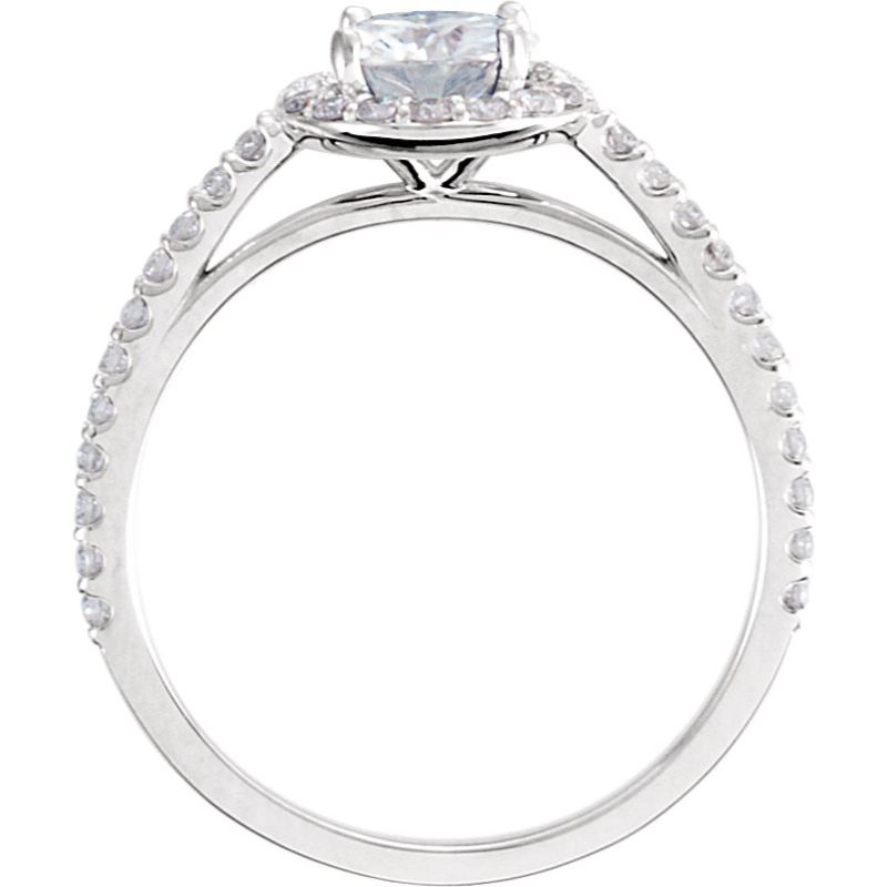14K White 6.5 mm Round Forever One Moissanite & 3/8 CTW Diamond Ring