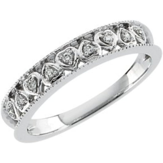 14K White .05 CTW Natural Diamond Anniversary Band