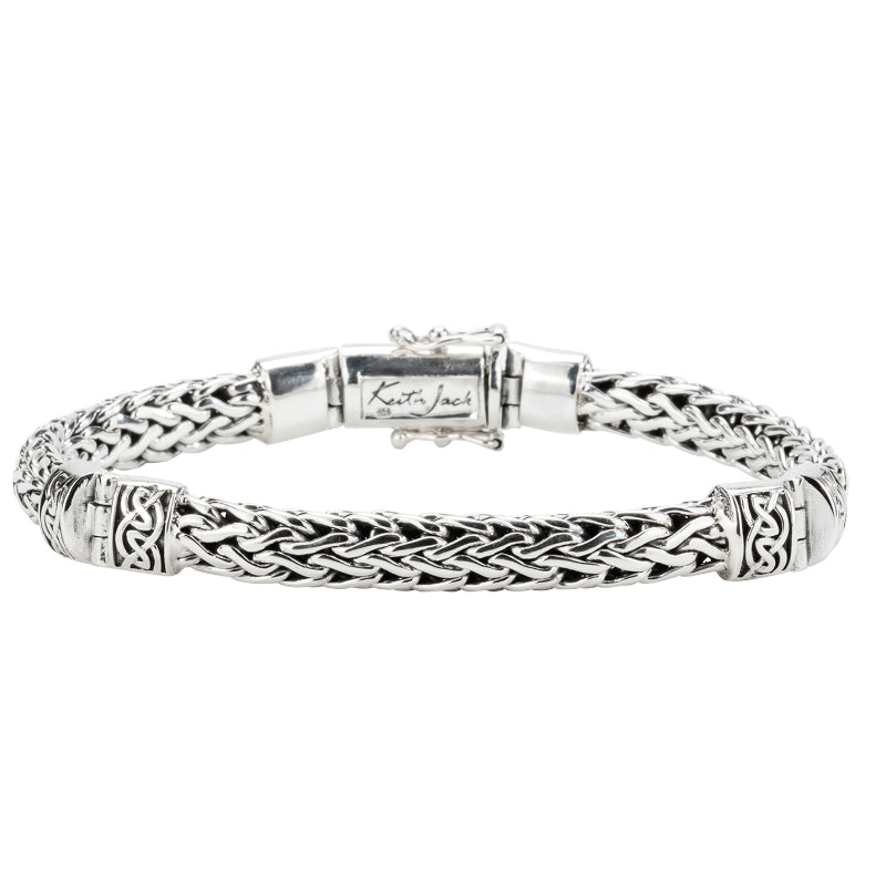 Keith Jack Sterling Silver Dragon Weave Hinged Bracelet