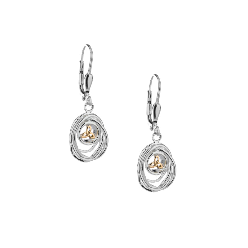 Keith Jack Sterling Silver 10k Celtic Cradle of Life Leverback Drop Earrings