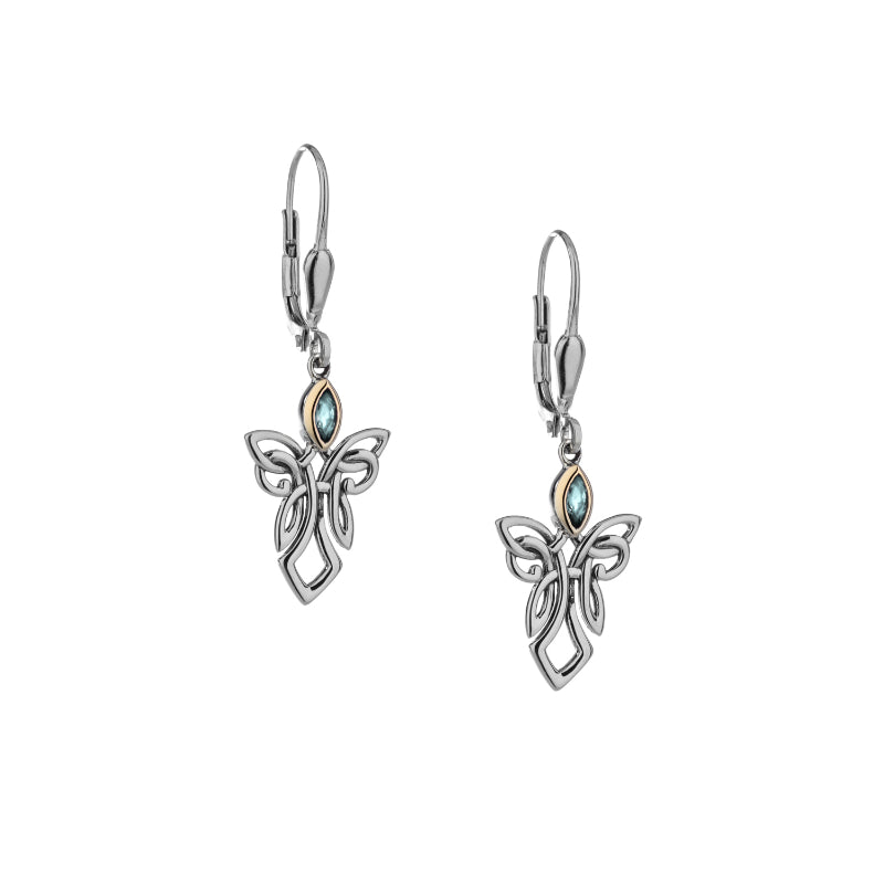 Keith Jack Sterling Silver 10k Guardian Angel Sky Blue Topaz Earrings