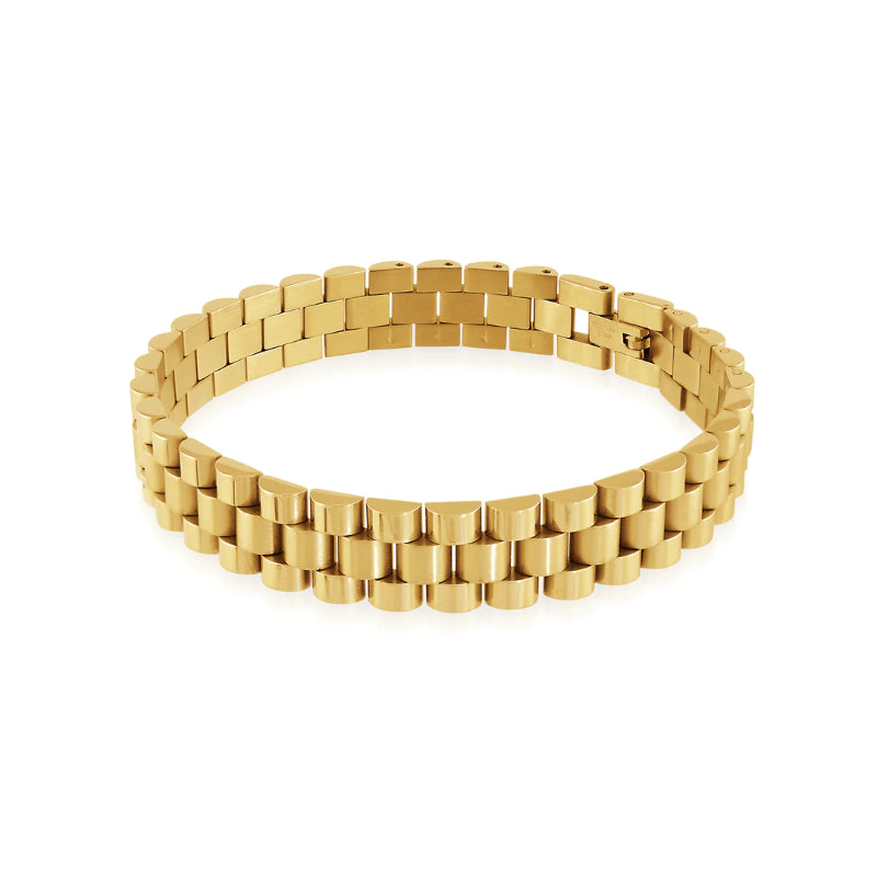 Italgem Steel Gold-Ip S.Steel Rolex-Style Watch-Link 8.5''-Bracelet