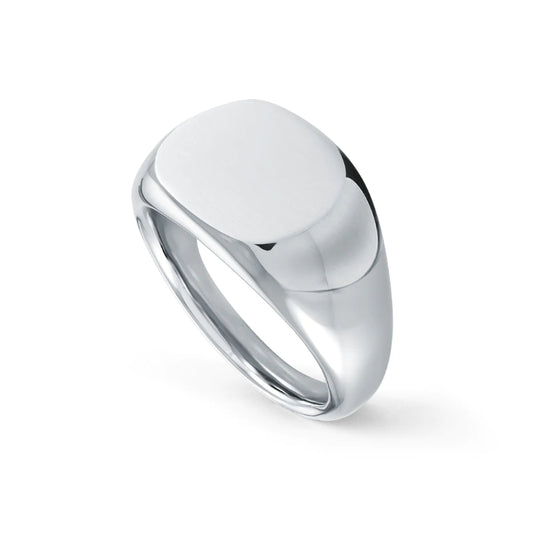 Italgem Steel S.Steel Round Signet Ring Size-10