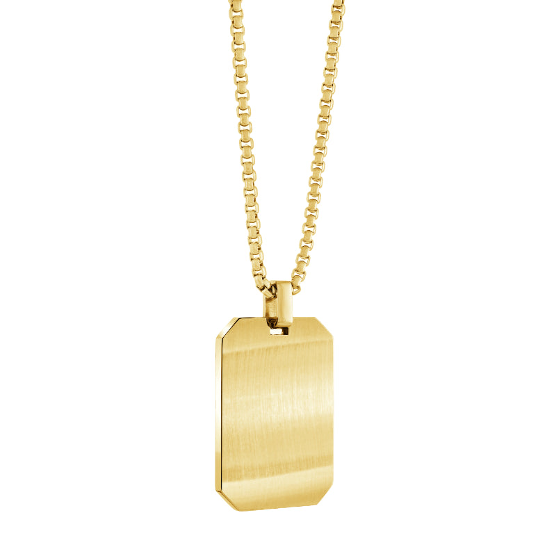 Italgem Steel Gold-Ip-S.Steel Matte-Polished Reversible Bevel-Dogtag 22''-Necklace