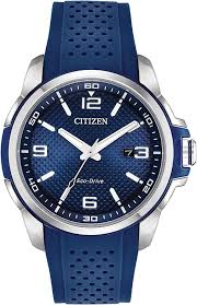 Mens Citizen Eco-Drive Blue Dial and Silicon Strap