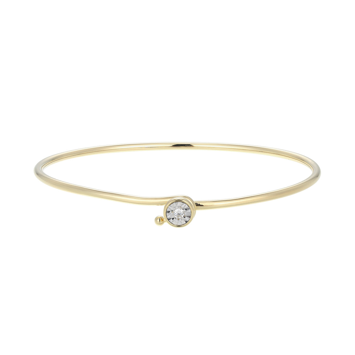 STERLING SILVER YELLOW GOLD AND RHODIUM PLATED BANGLE 0.0400CTW LAB GROWN DIAMOND-1-4PT(F/C G-H/SI) DIAMOND CUT INSIDE 60X50MM