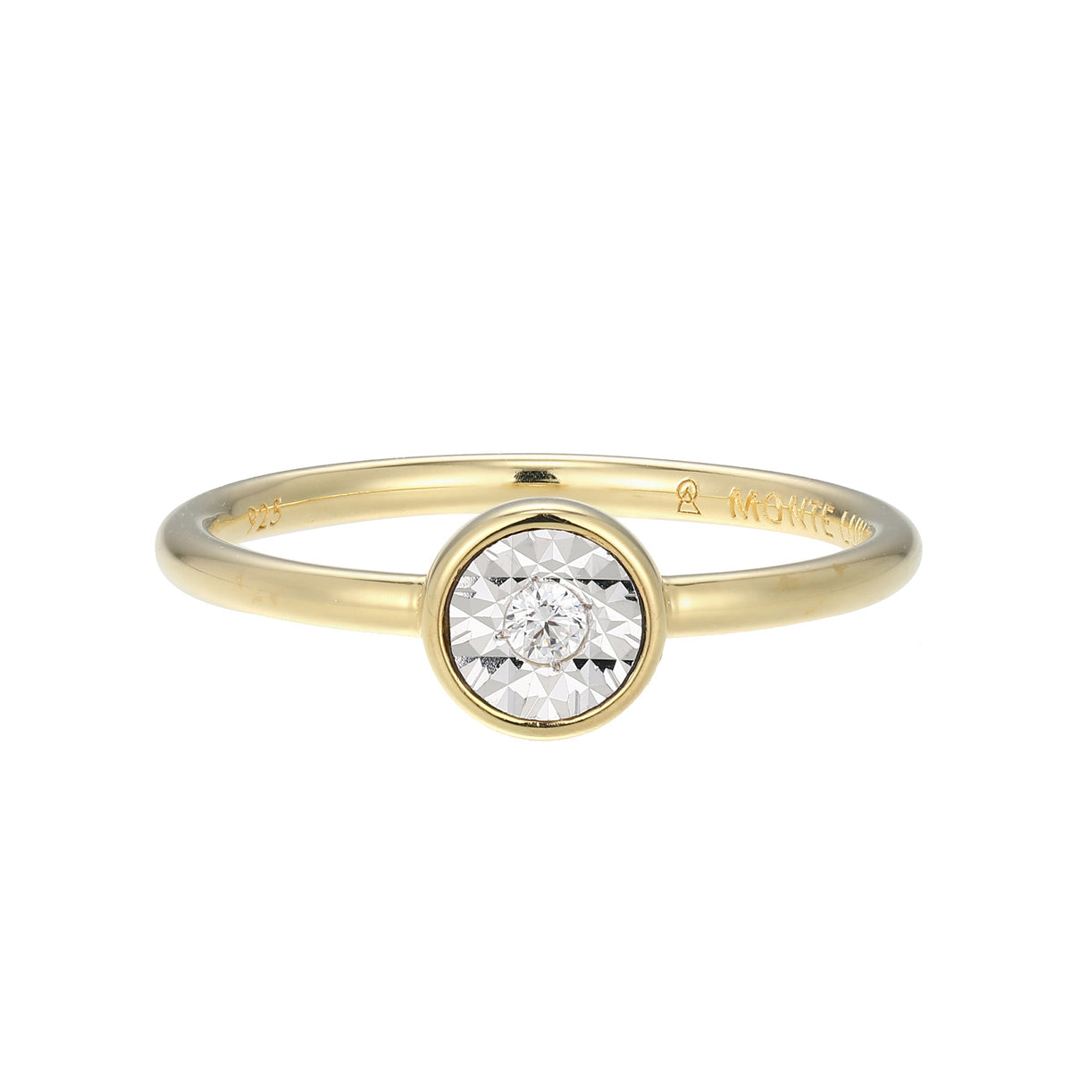 STERLING SILVER YELLOW GOLD AND RHODIUM PLATED RING & 0.0400CTW LAB GROWN DIAMOND-1-4PT(F/C G-H/SI) DIAMOND CUT #7