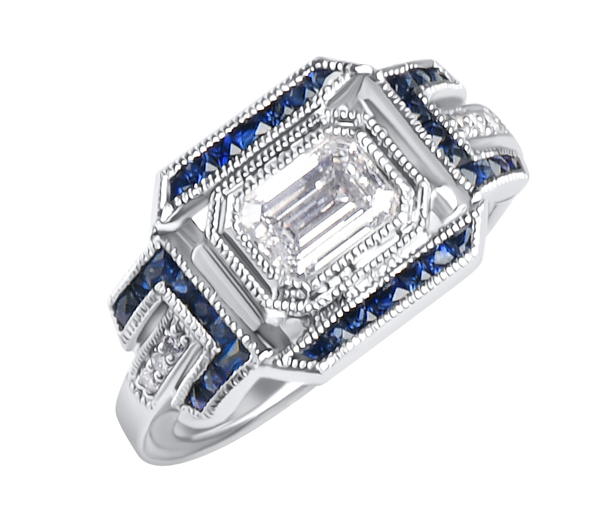 Art Deco Sapphire & Diamond Custom Ring, Designed by Tammy Rosen for The Jewelry Gallery