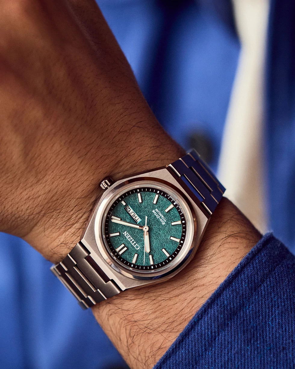 Citizen Zenshin Super Titanium Green Dial Day-Date Watch