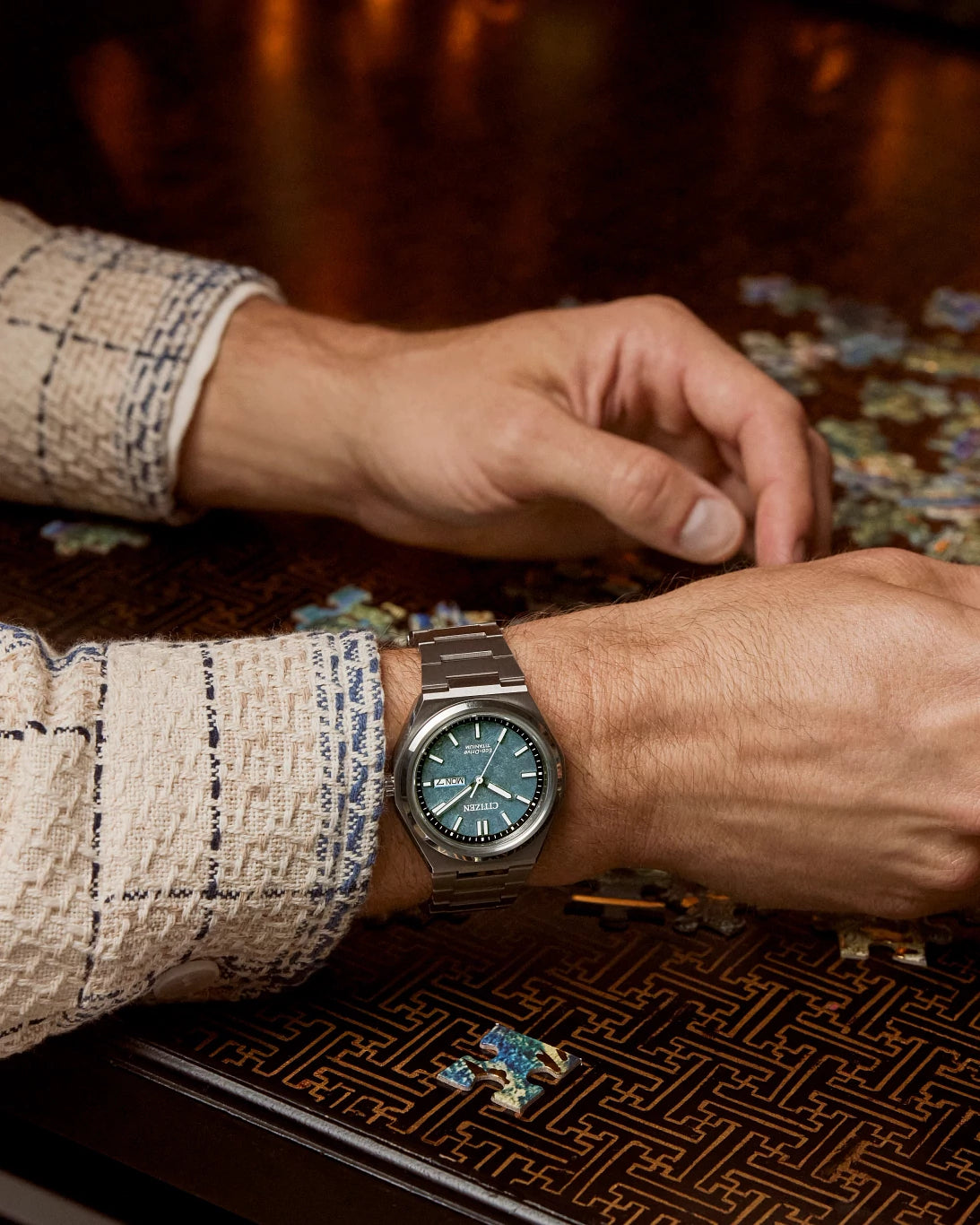 Citizen Zenshin Super Titanium Green Dial Day-Date Watch