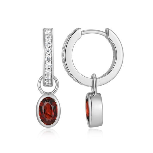 Genuine Garnet & Lab-Created Diamond Mini Paperclip Earrings