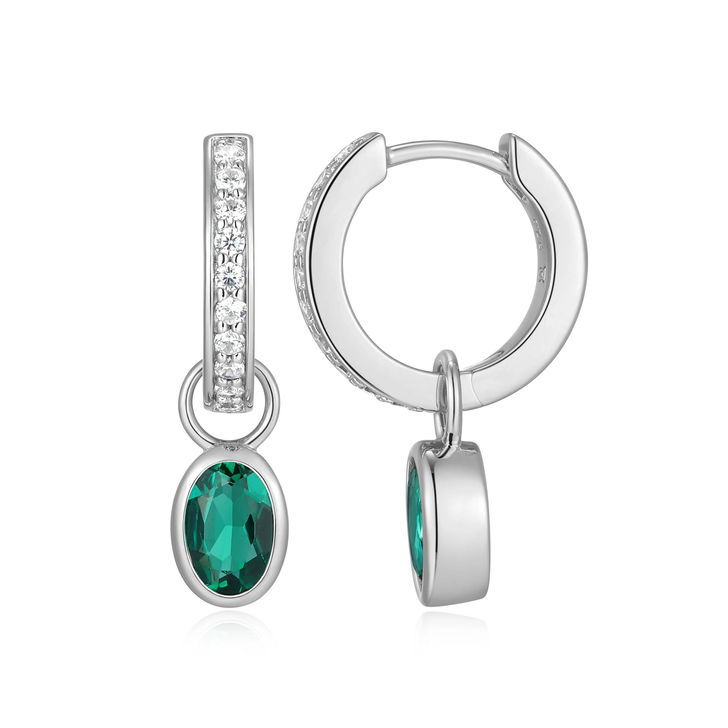 Lab-Created Emerald & Lab-Created Diamond Mini Paperclip Earrings