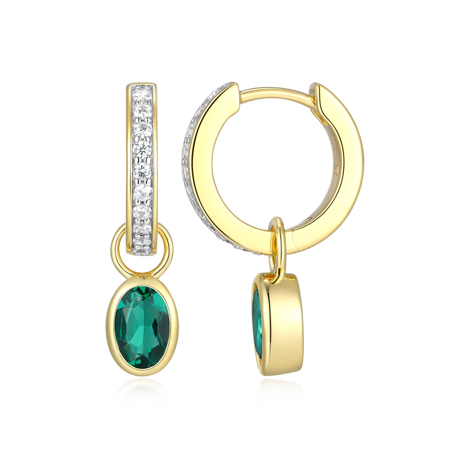 Lab-Created Emerald & Lab-Created Diamond Mini Paperclip Earrings