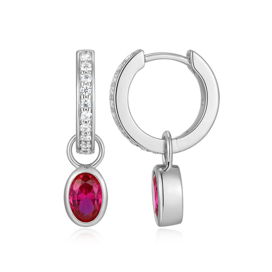 Lab-Created Ruby & Lab-Created Diamond Mini Paperclip Earrings