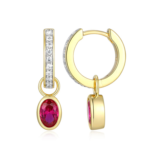 Lab-Created Ruby & Lab-Created Diamond Mini Paperclip Earrings
