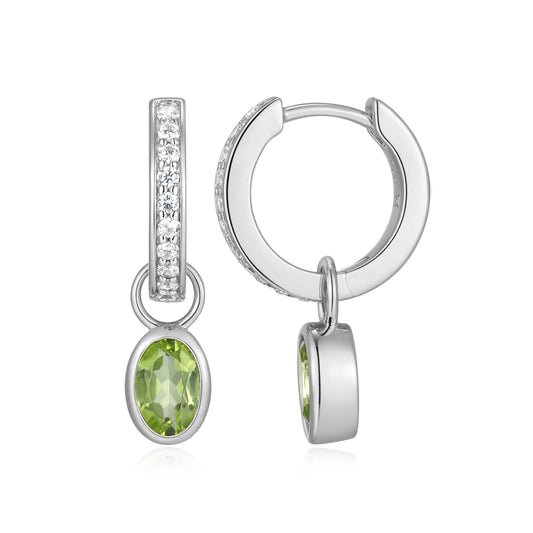 Genuine Peridot & Lab-Created Diamond Mini Paperclip Earrings
