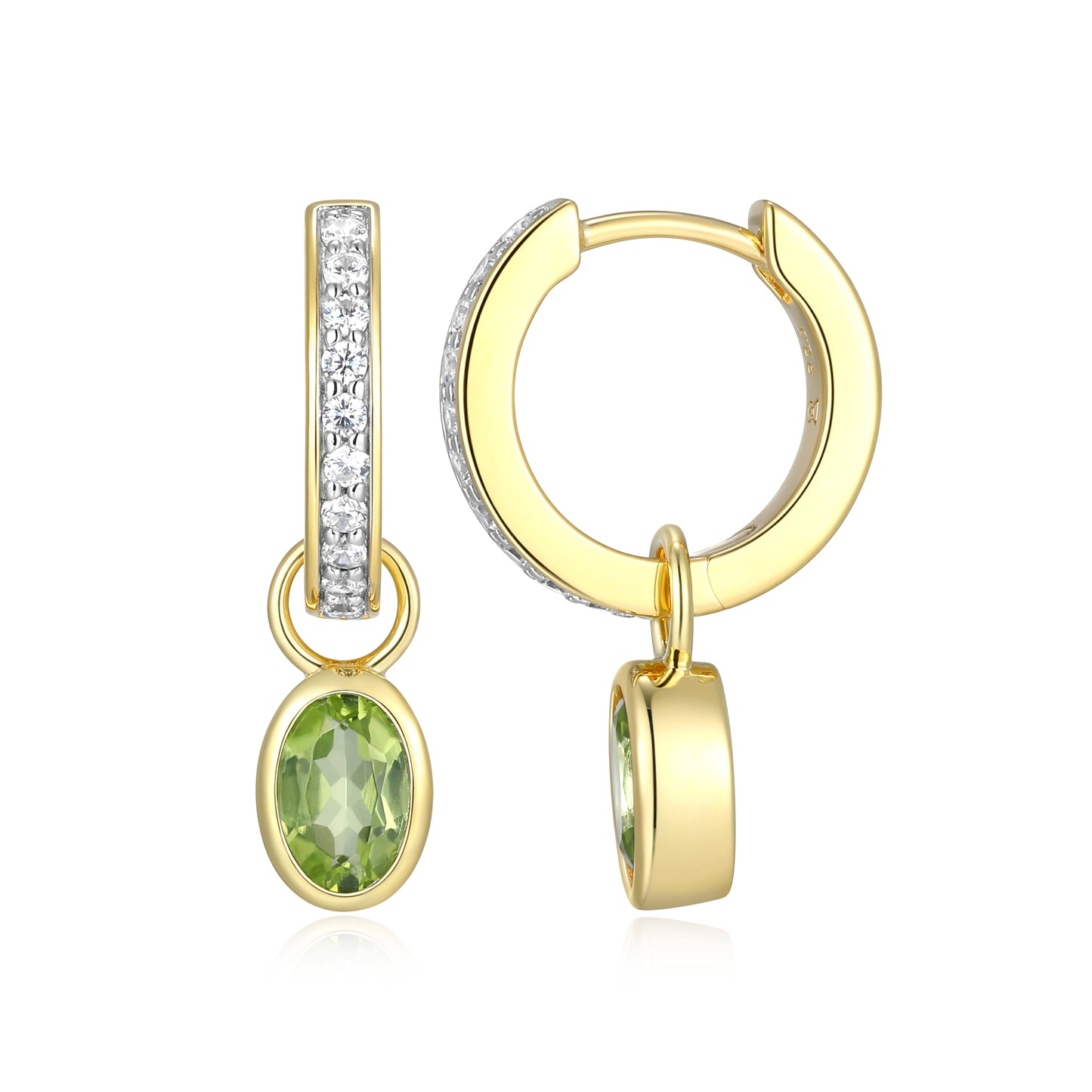 Genuine Peridot & Lab-Created Diamond Mini Paperclip Earrings