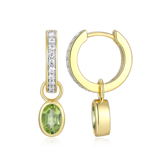 Genuine Peridot & Lab-Created Diamond Mini Paperclip Earrings