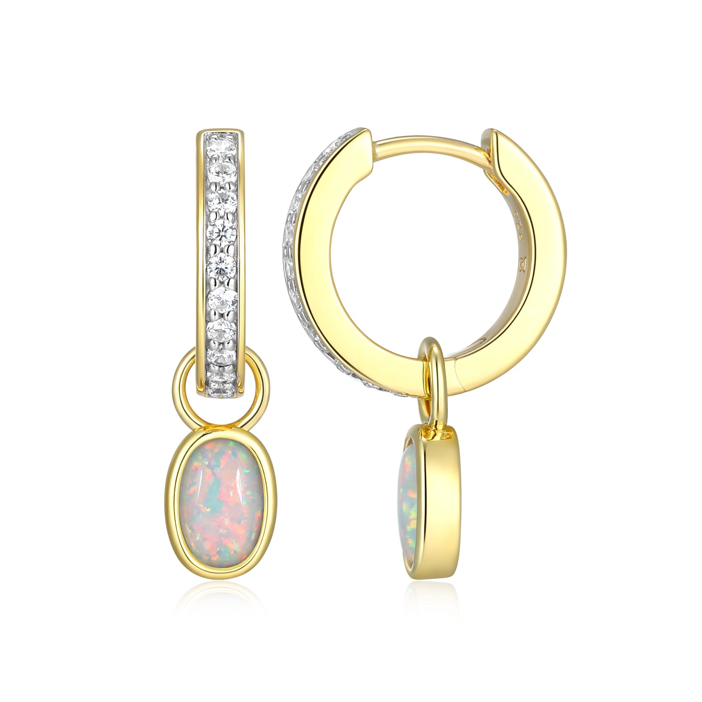 Lab-Created Opal & Lab-Created Diamond Mini Paperclip Earrings