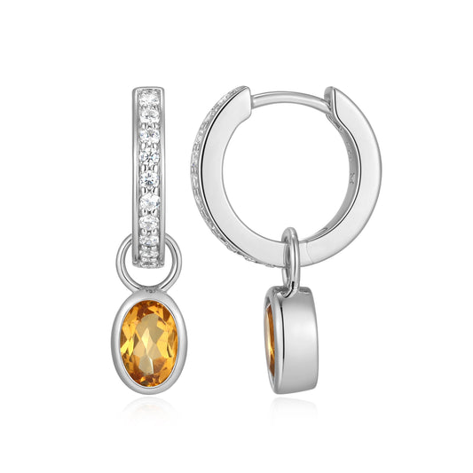 Genuine Citrine & Lab-Created Diamond Mini Paperclip Earrings