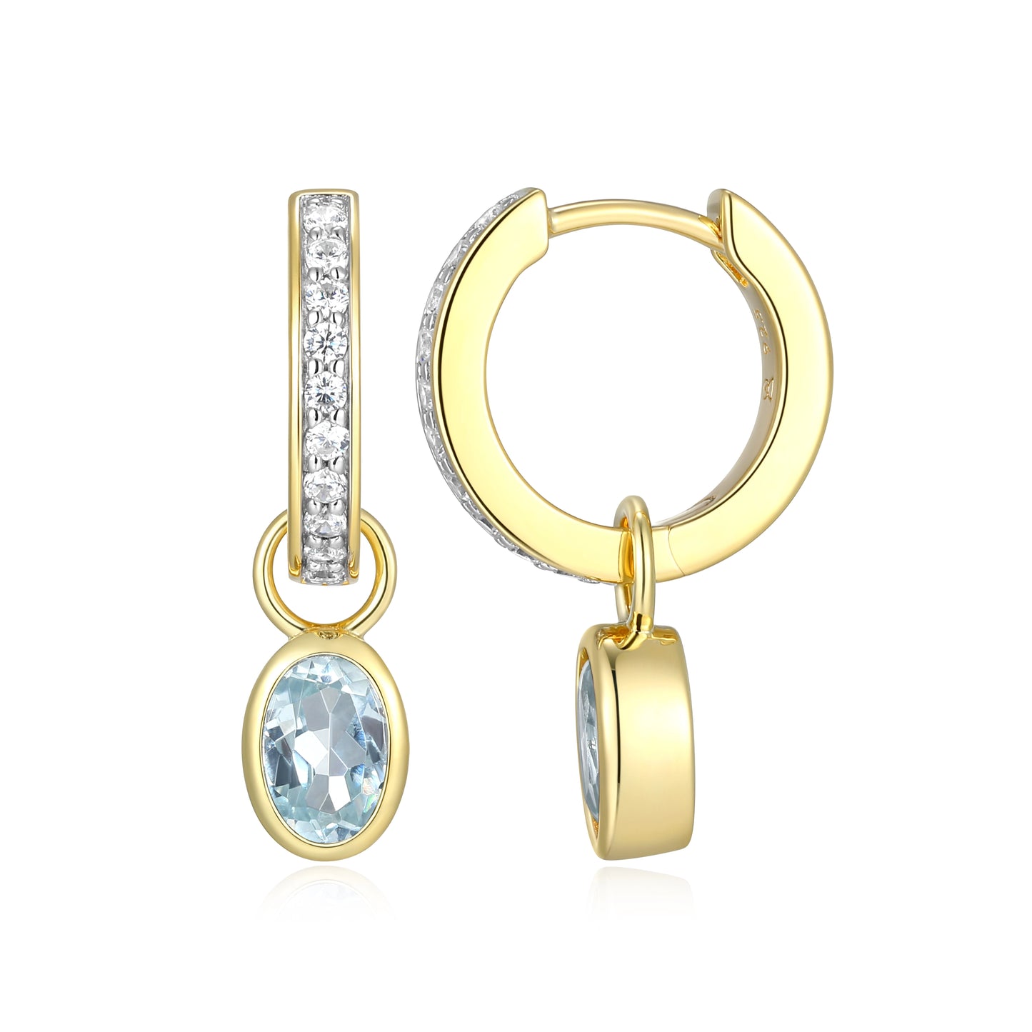 Genuine Aquamarine & Lab-Created Diamond Mini Paperclip Earrings