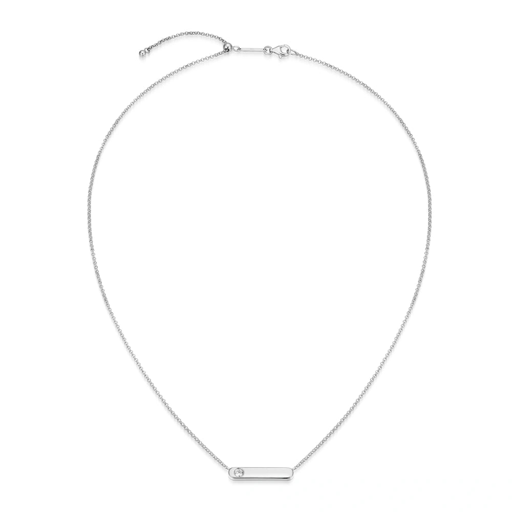 Essentials Lab-Created Diamond Rhodium Plated Necklace