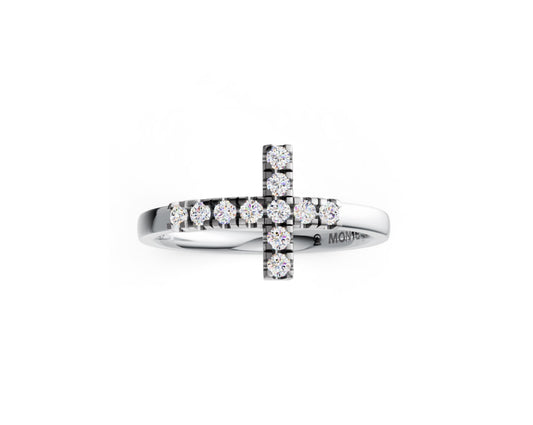 Bar Lab-Created Diamond Rhodium Plated Ring Created Sapphire Emerald 5X3Mm