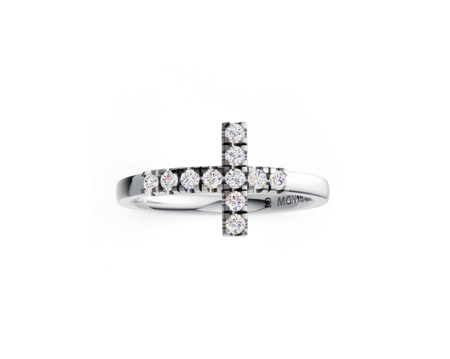 Bar Lab-Created Diamond Rhodium Plated Ring Created Sapphire Emerald 5X3Mm