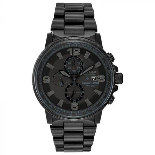 CITIZEN Eco-Drive Quartz Nighthawk Mens Watch Stainless Steel