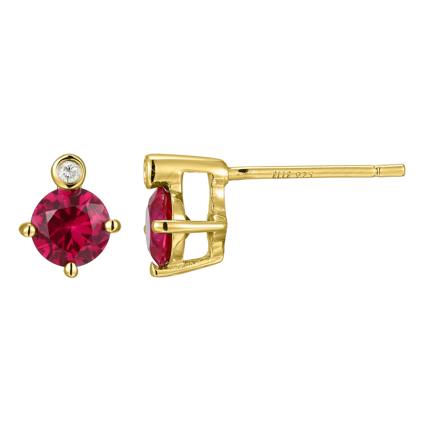 14K Yellow Gold Plated Sterling Silver Post Earrings Created Ruby - July