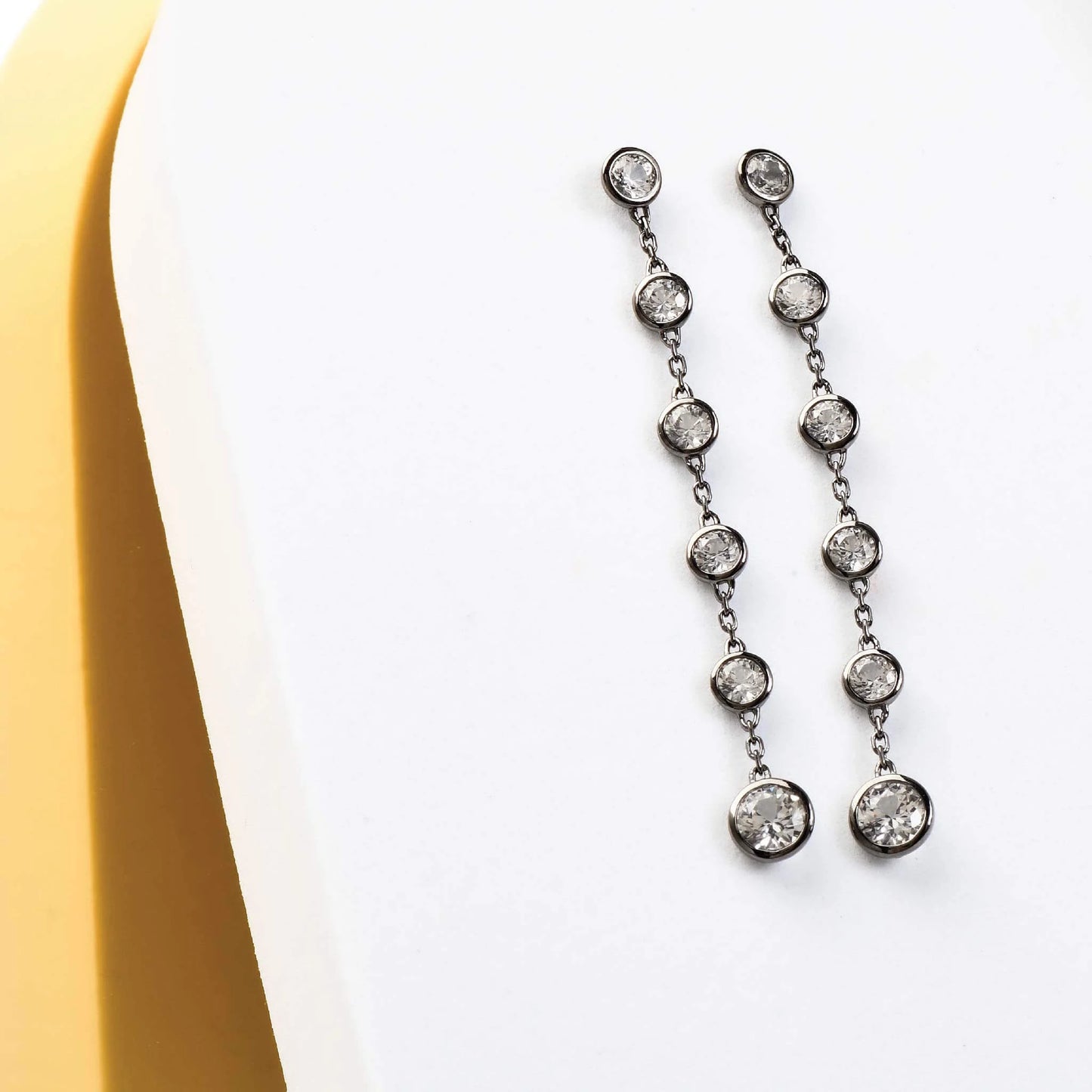 Sterling Silver White Sapphire Dangle Earrings