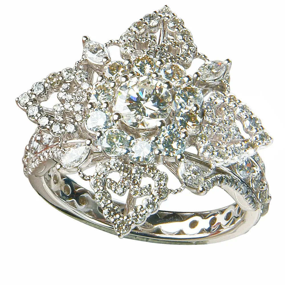 14 Karat White Gold Custom Victorian Inspired Index Ring