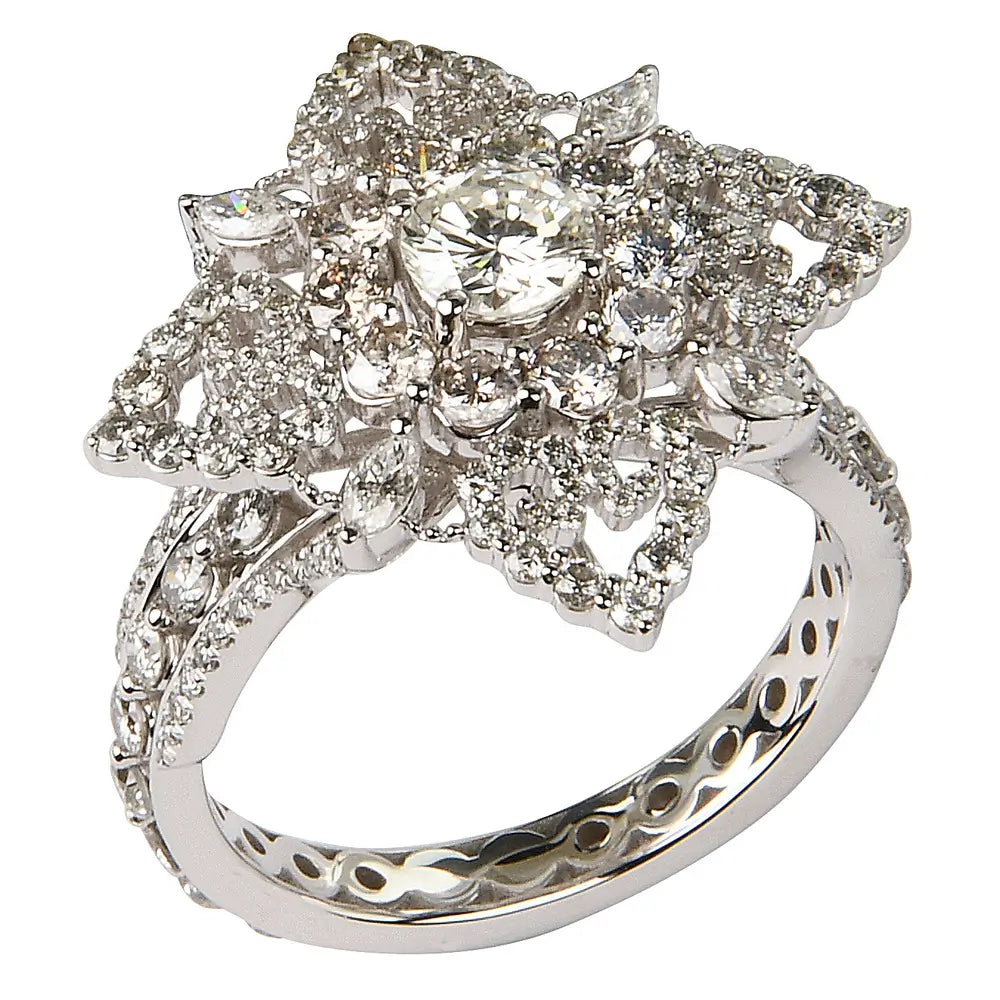 14 Karat White Gold Custom Victorian Inspired Index Ring