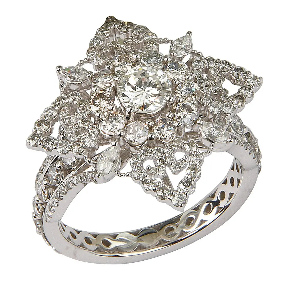 14 Karat White Gold Custom Victorian Inspired Index Ring