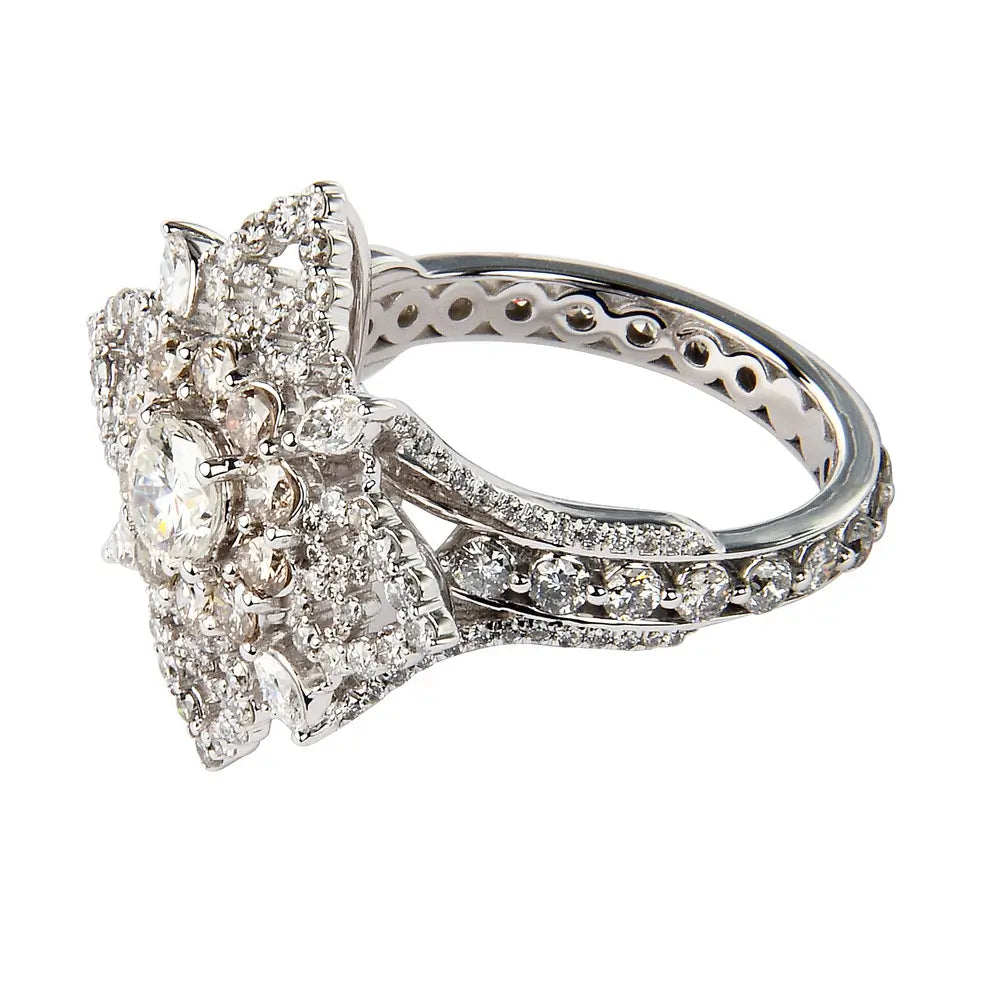 14 Karat White Gold Custom Victorian Inspired Index Ring
