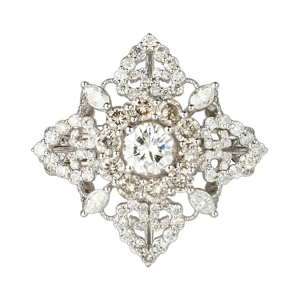 14 Karat White Gold Custom Victorian Inspired Index Ring